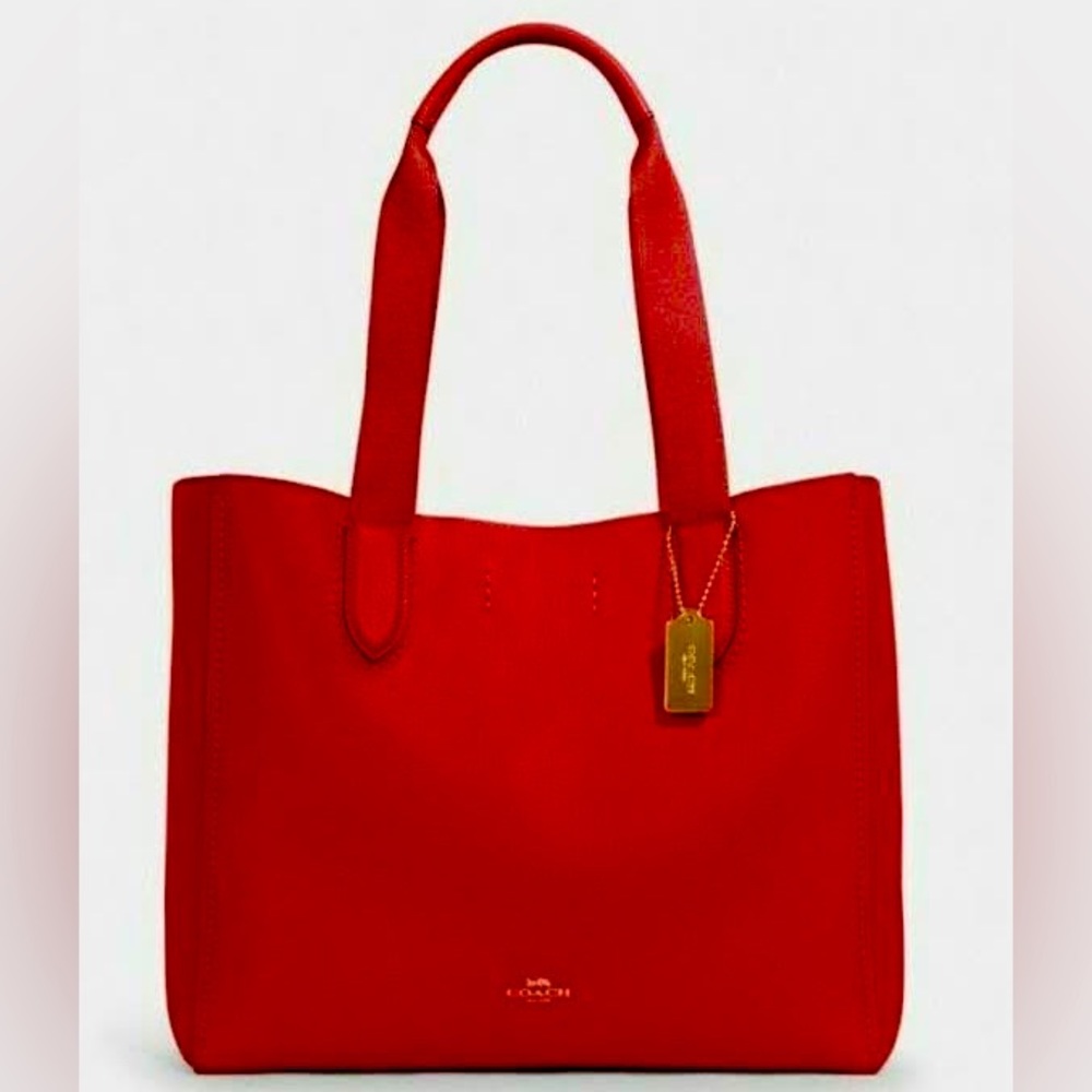 Coach Derby Tote in Red with Taupe interior